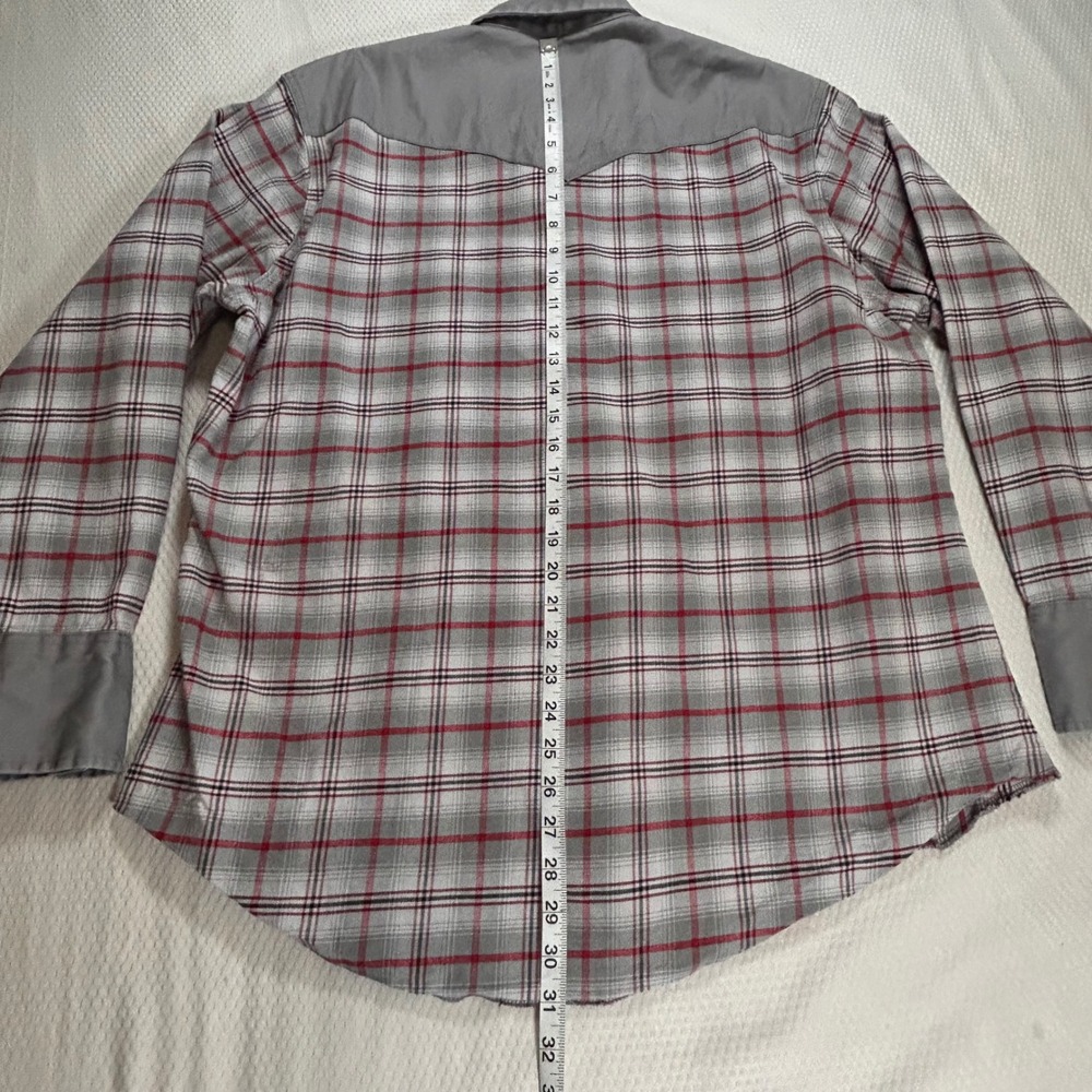 Wrangler Mens XL Western Brushpopper Pearl Snap Plaid Long Sleeve Cotton - Picture 6 of 10